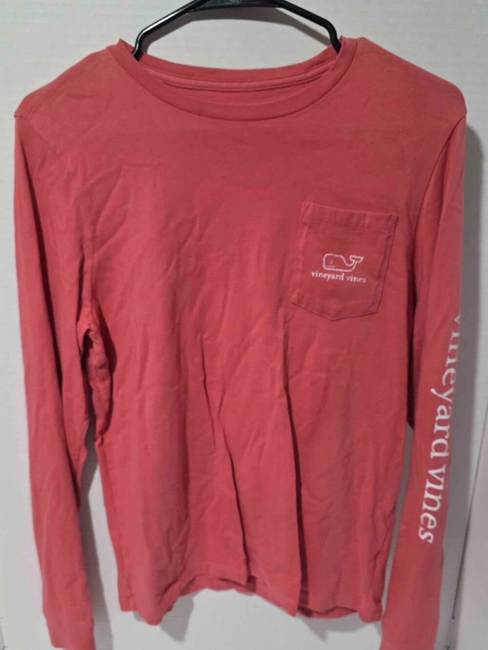 Vineyard Vines Long Sleeve Pocket T-Shirt Coral Whale Logo Size XL